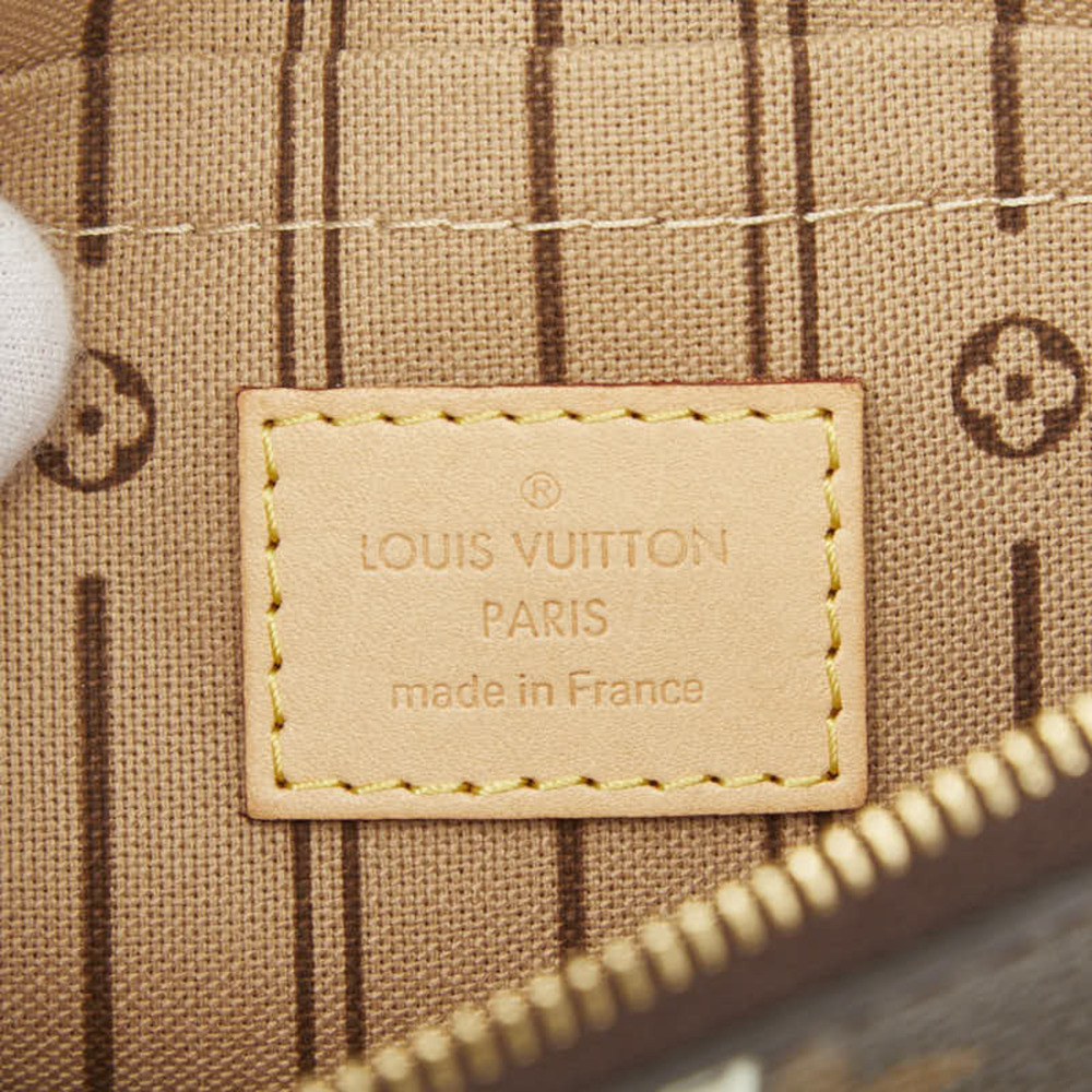 LOUIS VUITTON Brown Monogram Leather Neverfull Pouch - Picture 8 of 8